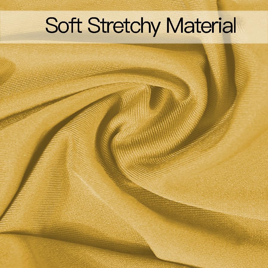 100PCS Spandex Stretch Gold Chair Sashes Bows Universal Elastic Chair Cover Bands Ties with Buckle