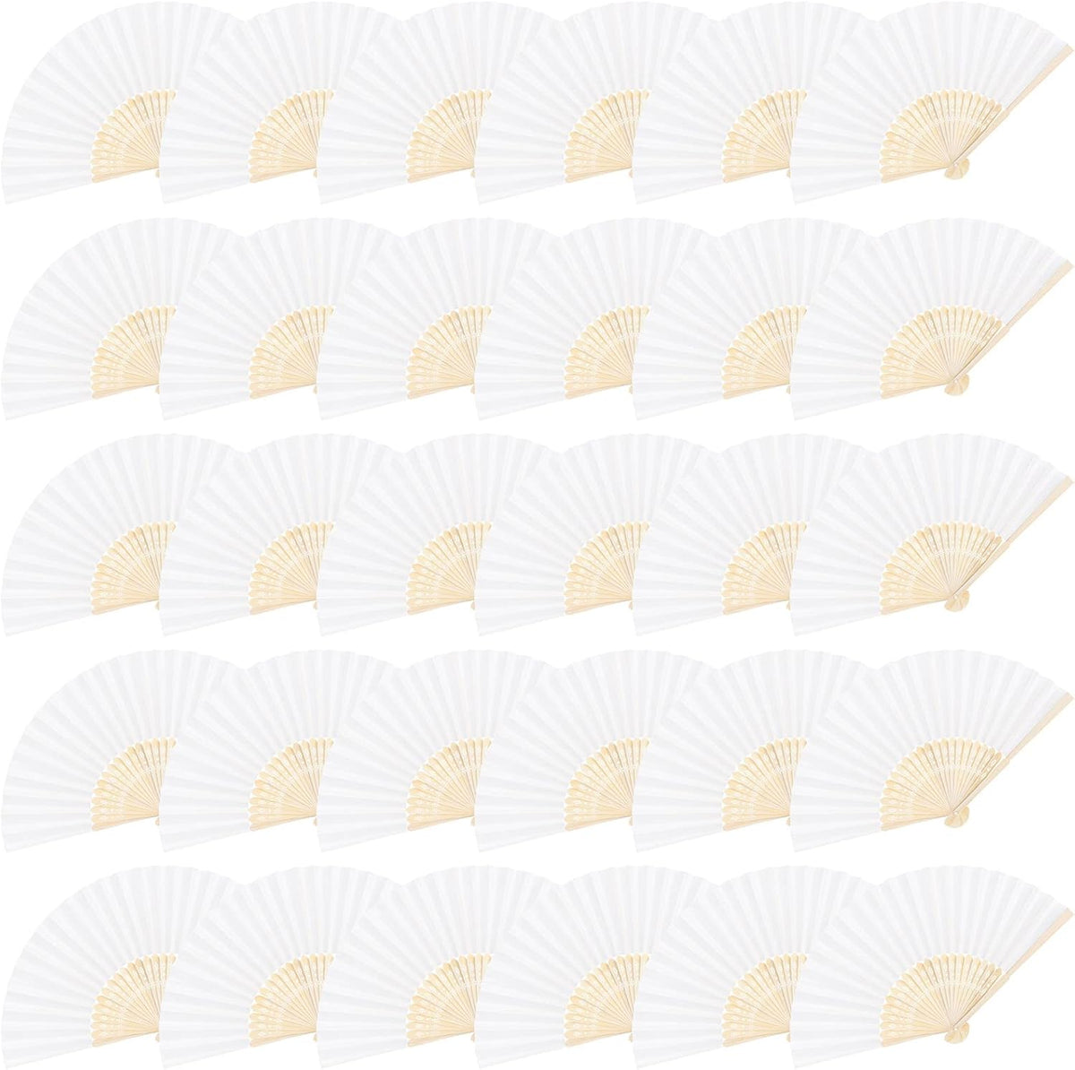 MCEAST 30 Pieces Silk Folding Fans with Bamboo Frames, Handheld Fan Foldable Fan for Wedding Gifts