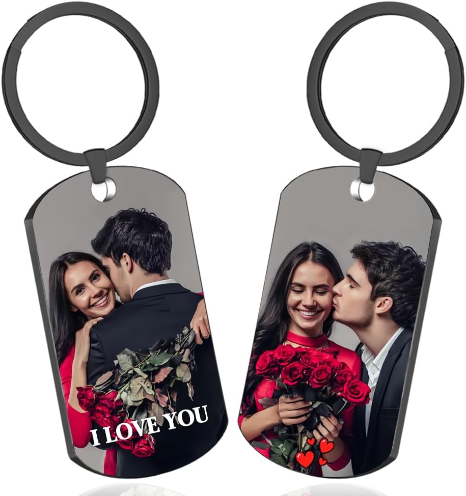 Custom Keychain with picture Double-sided Personalized Your Photo/Text/Icon for Men Family