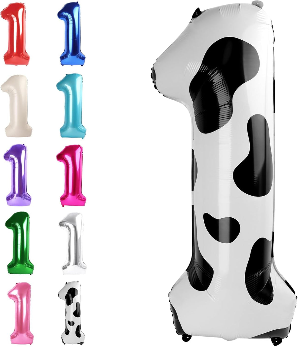 Cow Print Number 1 Balloon 40 inch, Number 1 Birthday Balloon for Boy Girl, Cow Print Foil One