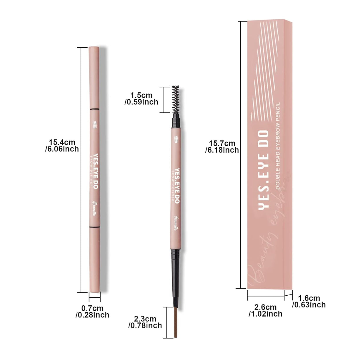 Eyebrow Pencil Dark Brown, Retractable Precision Eyebrow Filler Pen with Brush, Waterproof