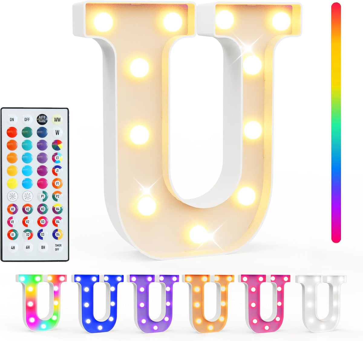 Pooqla Colorful Light Up Letters with Remote, Upgraded 35 Colors LED Marquee Letters, RGB Lighted
