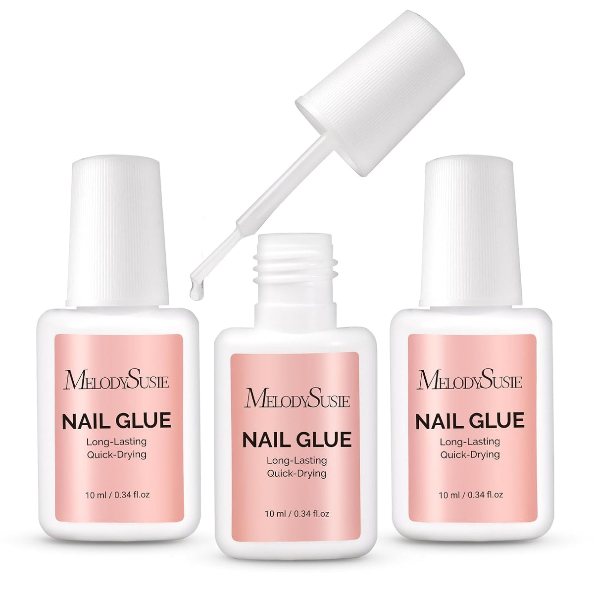 Melodysusie Brush-On Nail Glue for Acrylic Nails Press on Nails Quick-Drying Super Strong Long