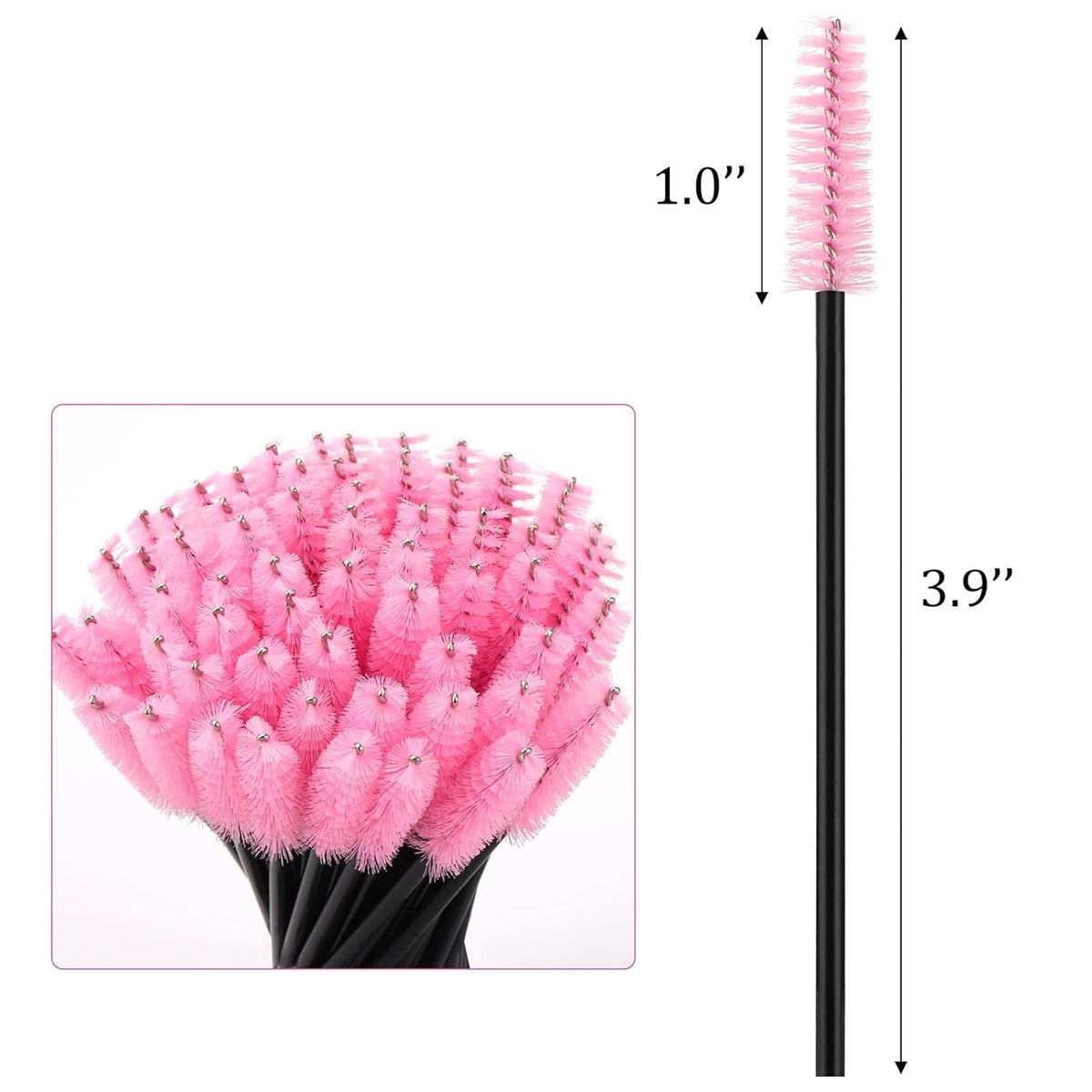 BTYMS 500 Pieces Disposable Mascara Wands Eyelash Brush Brow Brushes Applicators Lash Spoolies for