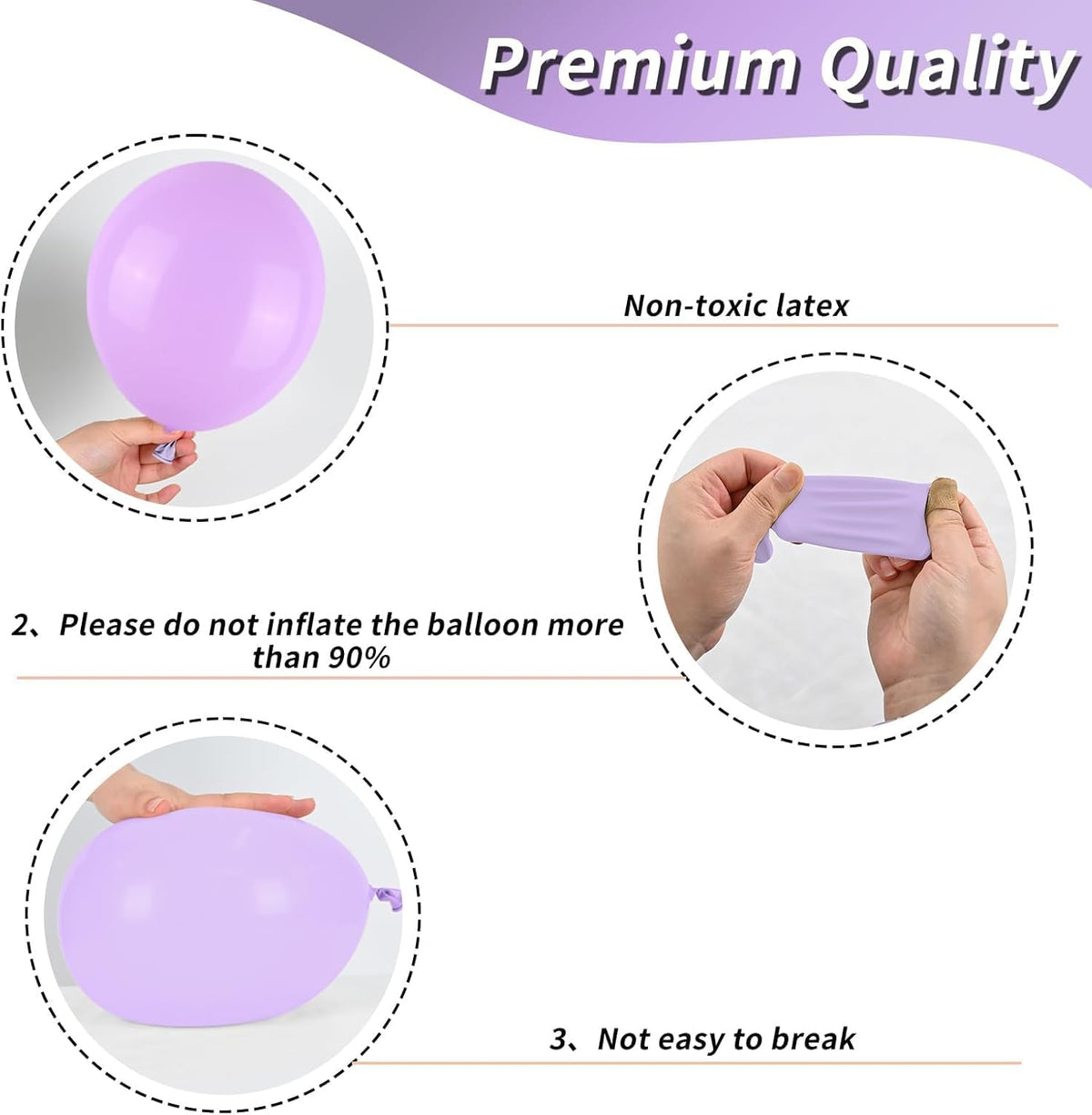 Biapian Purple Party Balloons Set, 12inch Lavender Balloon Pastel Purple-Lilac Ballons Metallic