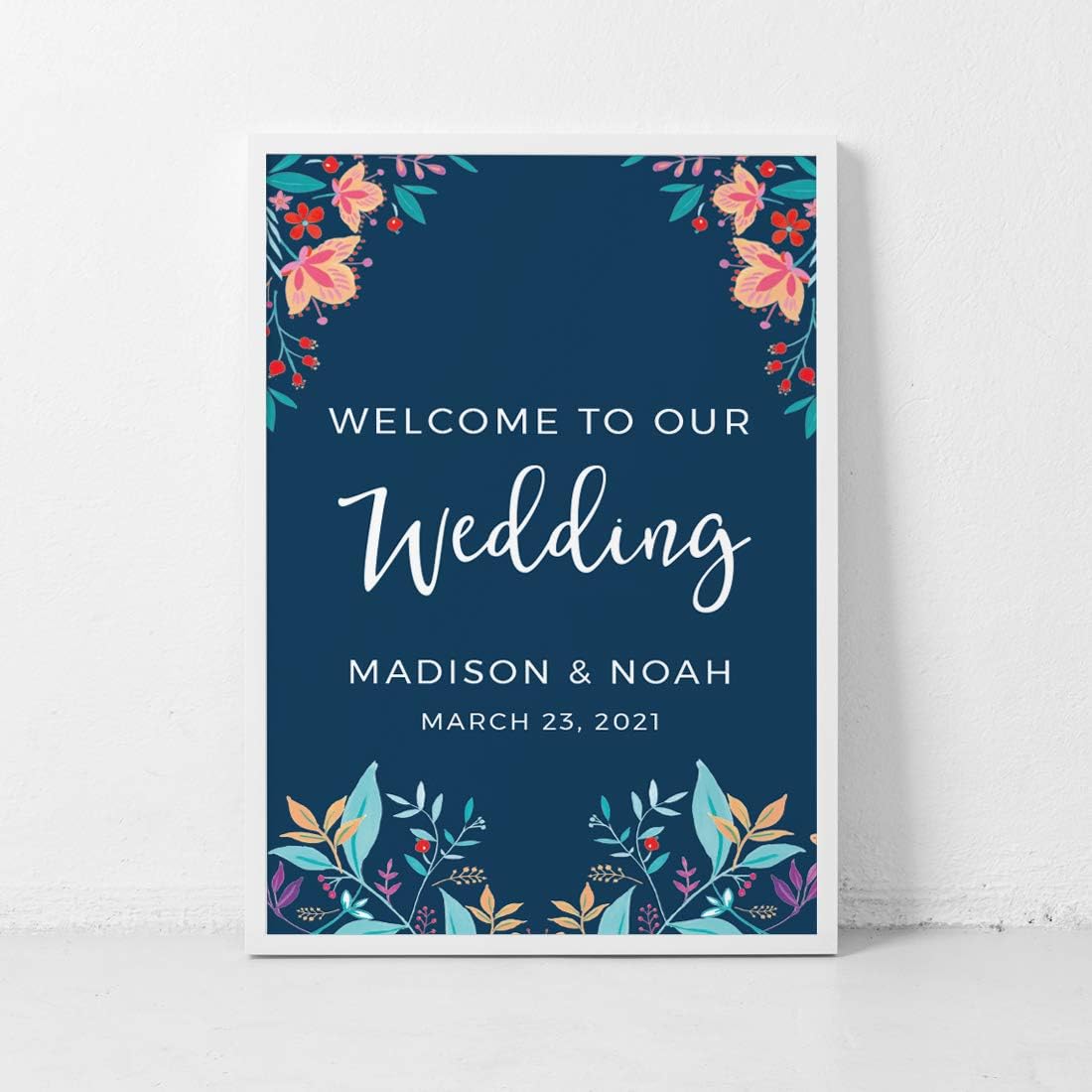 Andaz Press Personalized Extra Large Wedding Easel Board Party Sign, 12x18-inch, Vintage Bohemian