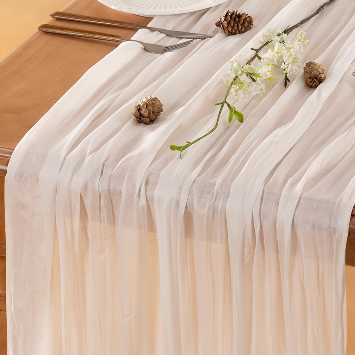 Ivory Table Runner Cheesecloth Table Runner 10FT Farmhouse Table Runners 120 Inches Fall Table