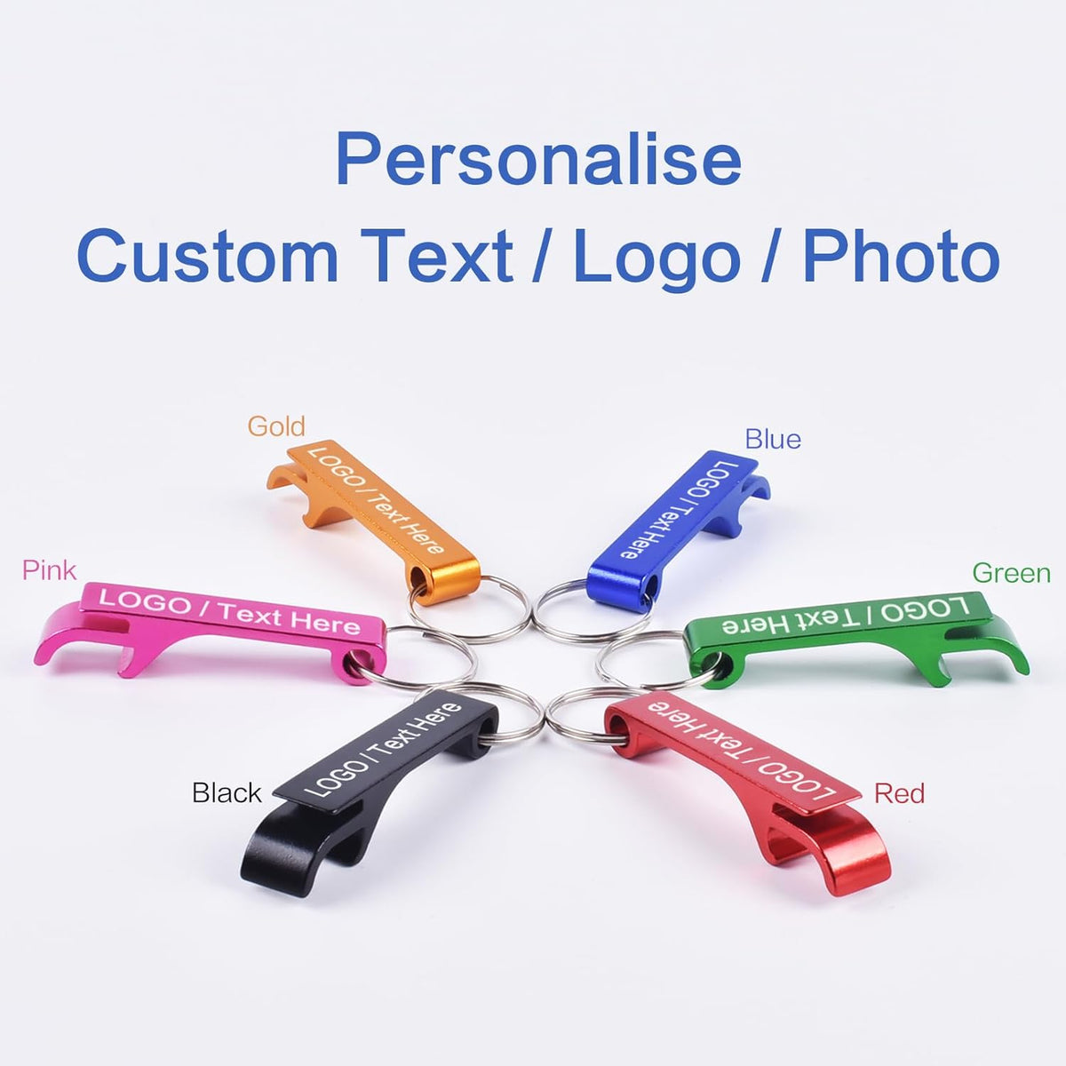 30pcs Personalized Bottle Opener Keychain Bulk, Custom Text/Logo/Photo