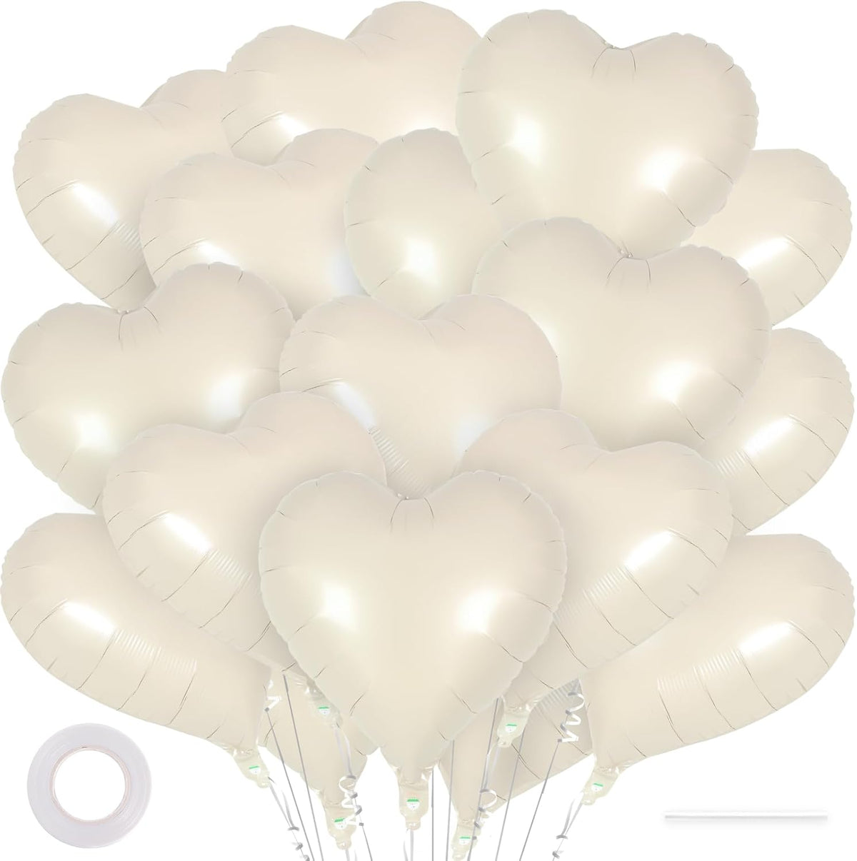 24 Pcs Cream Heart Balloons,18 inch Heart Shape Foil Balloons Love Balloons Valentine Balloons for