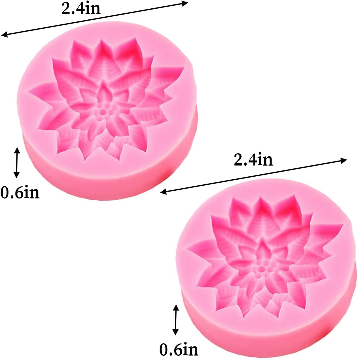 2PCS Christmas Holly Leaf Silicone Molds, Christmas Chocolate Fondant Mold for Baking, Plant Leave