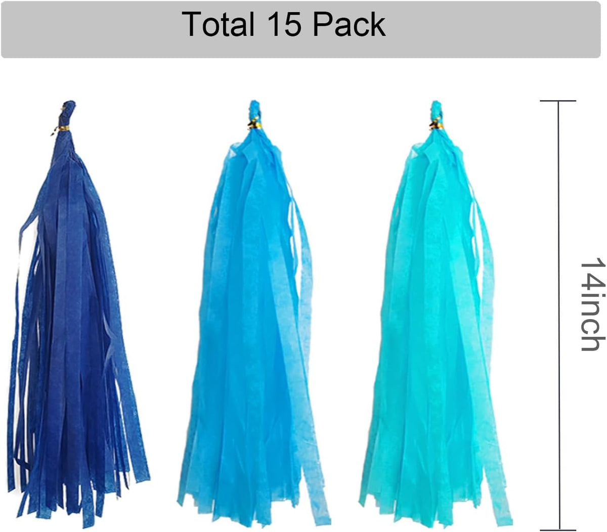 GAKA Navy Blue and Light Blue Tissue Paper Tassel(3 Colors),Paper Tassel Garland Banner for Party