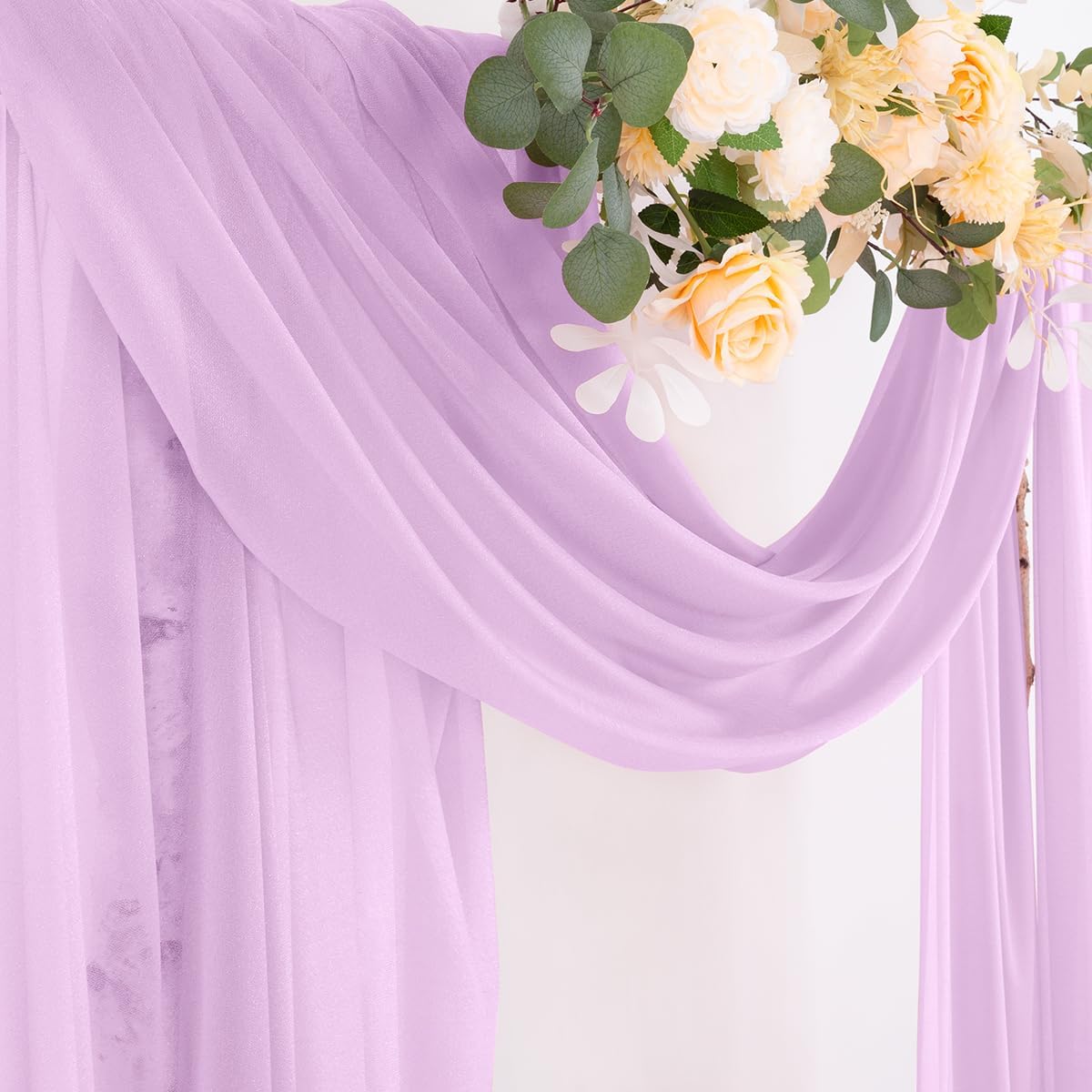 Socomi Lilac Purple Wedding Arch Draping Fabric 29" x 20Ft 2 Panels Sheer Outdoor Curtain Drapes