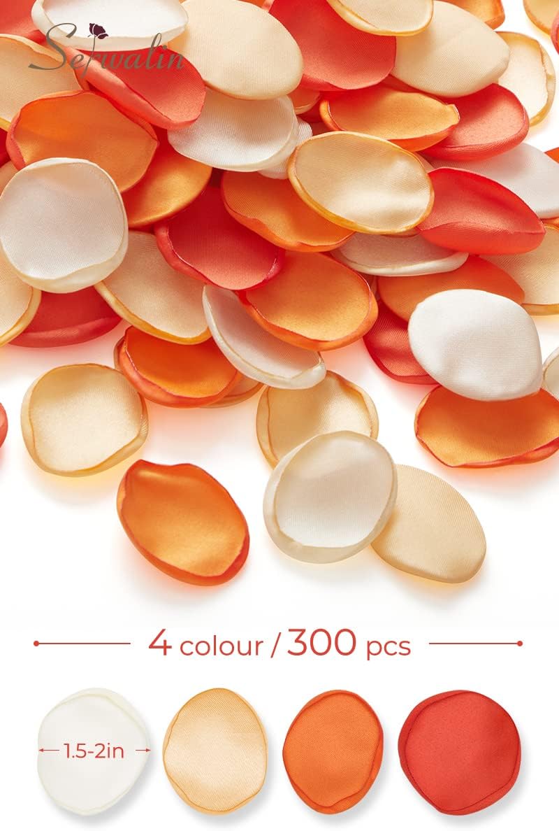 Serwalin 300Pcs Silk Rose Petals Flower Petals for Weddings Proposal Orange Petals Artificial