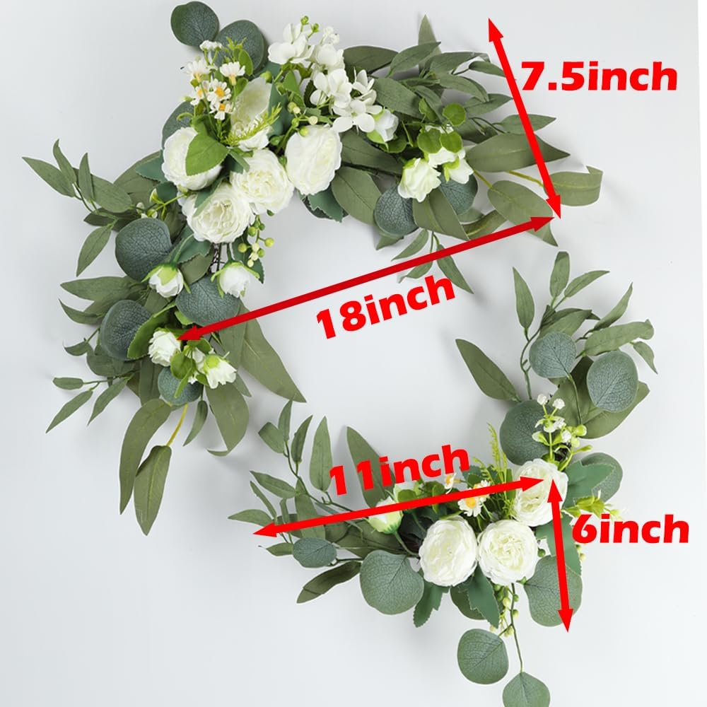 H&W 2pcs Artificial Wedding Arch Flowers for Wedding Sign, Floral Swag Dusty Decor for Reception