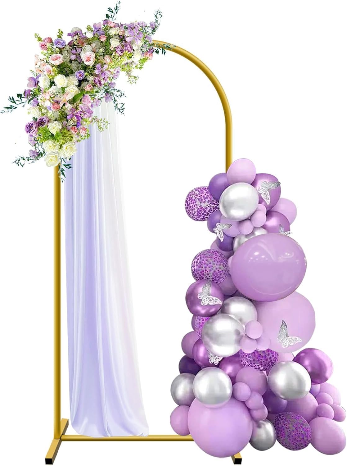 6 ft Arch Backdrop Stand, Wedding Arch Frame, Stable Metal Background Stand with Square Base Ground