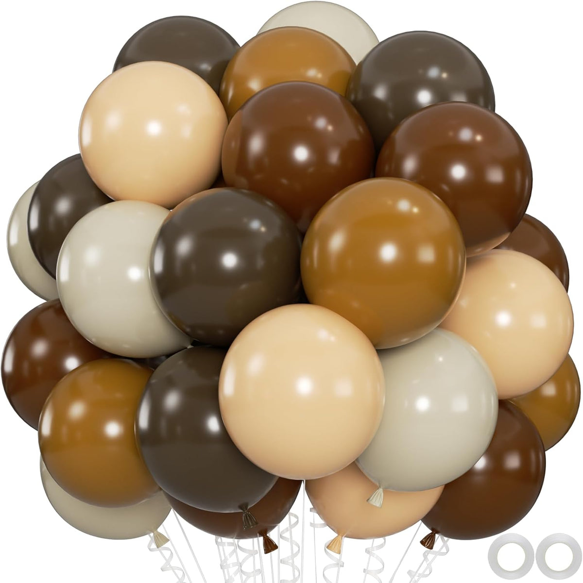 100pcs Brown Balloons - 12 Inch Dark Brown Beige Coffee Sand White & Neutral Balloons for Birthday