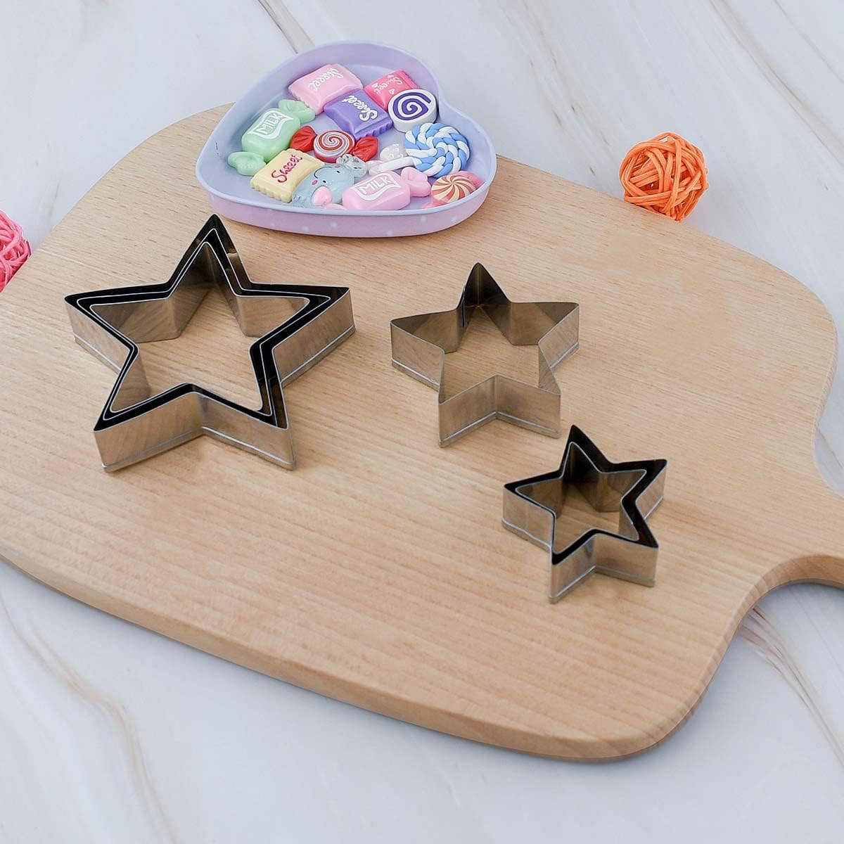 6 Pieces Star Cookie Cutters Set - Stainless Steel Five-Pointed Shaped Cutter, Biscuit Molds