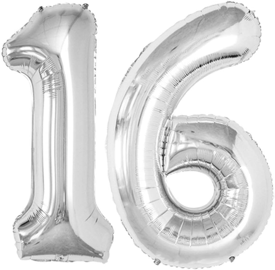 GOER Number 16 Balloons for 16th Birthday Sweet 16 Party Decorations,42 Inch Jumbo Foil Helium 61