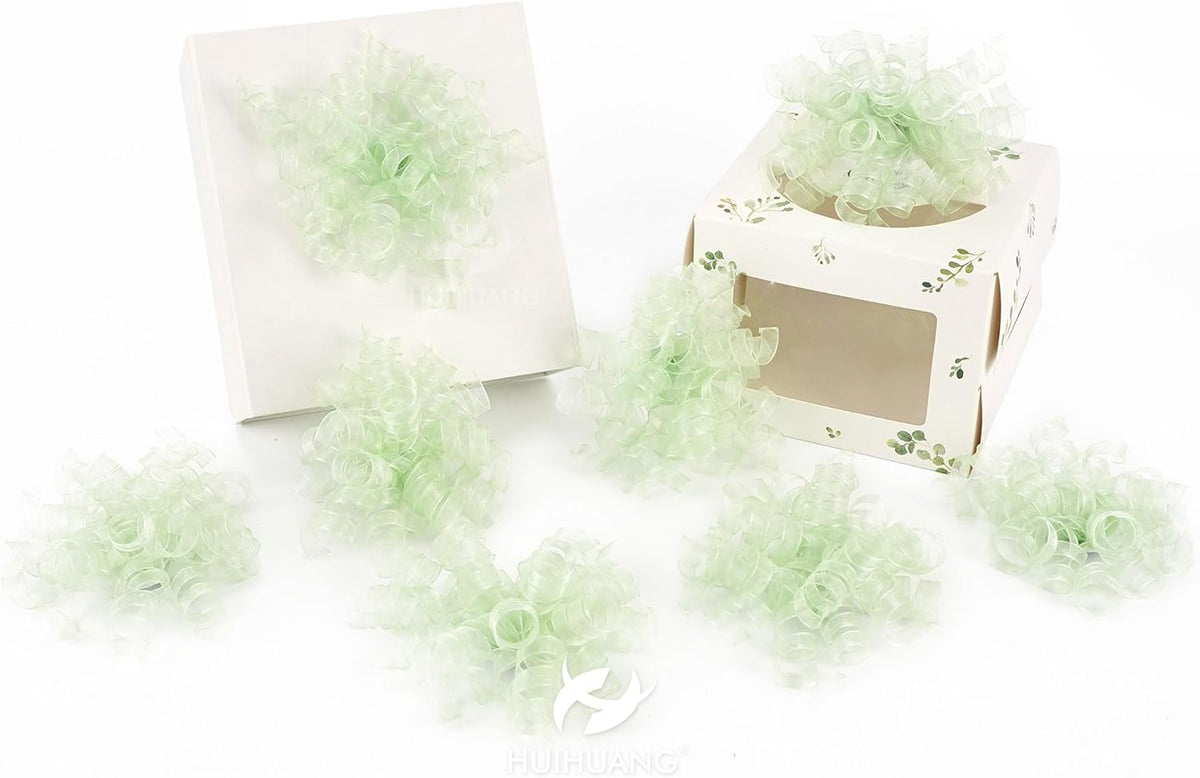 HUIHUANG Curly Bows for Gift Wrapping Sage Green Gift Bows 5 inch x 8 Counts Self-Adhesive Curly