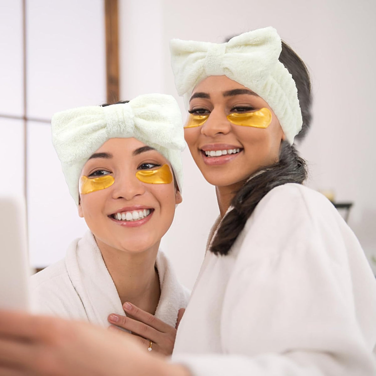 Semato 8 Pcs Creamy White Spa Headband Bachelorette Party Favor Set Skincare Headbands for Women