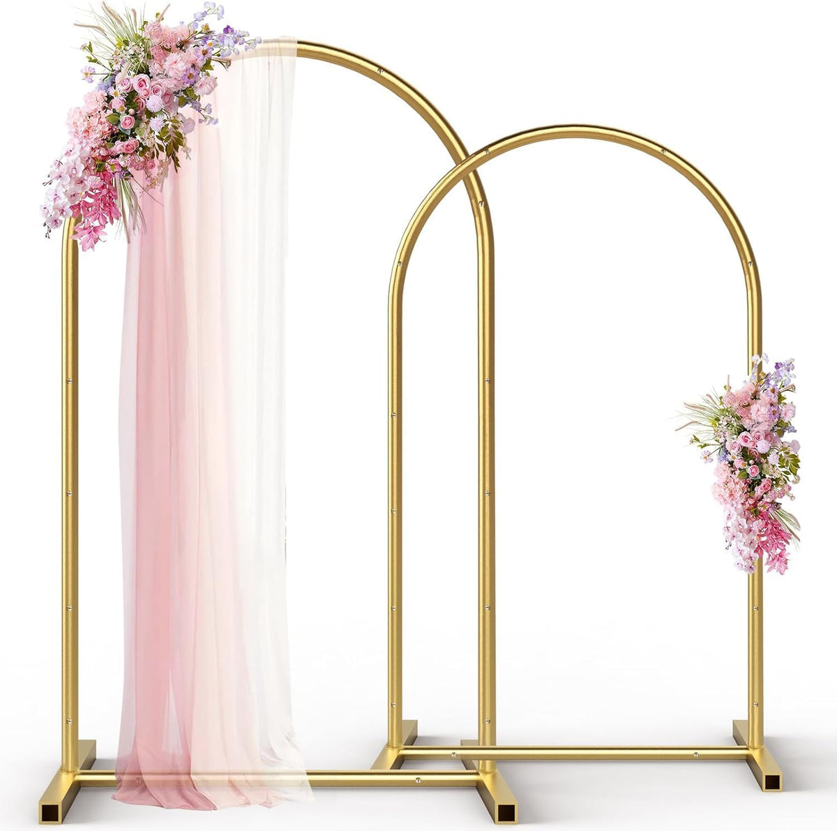 Gold Metal Arch Backdrop Stand Set of 2 with Balloons All Accessories Metal Arched Backdrop Frame