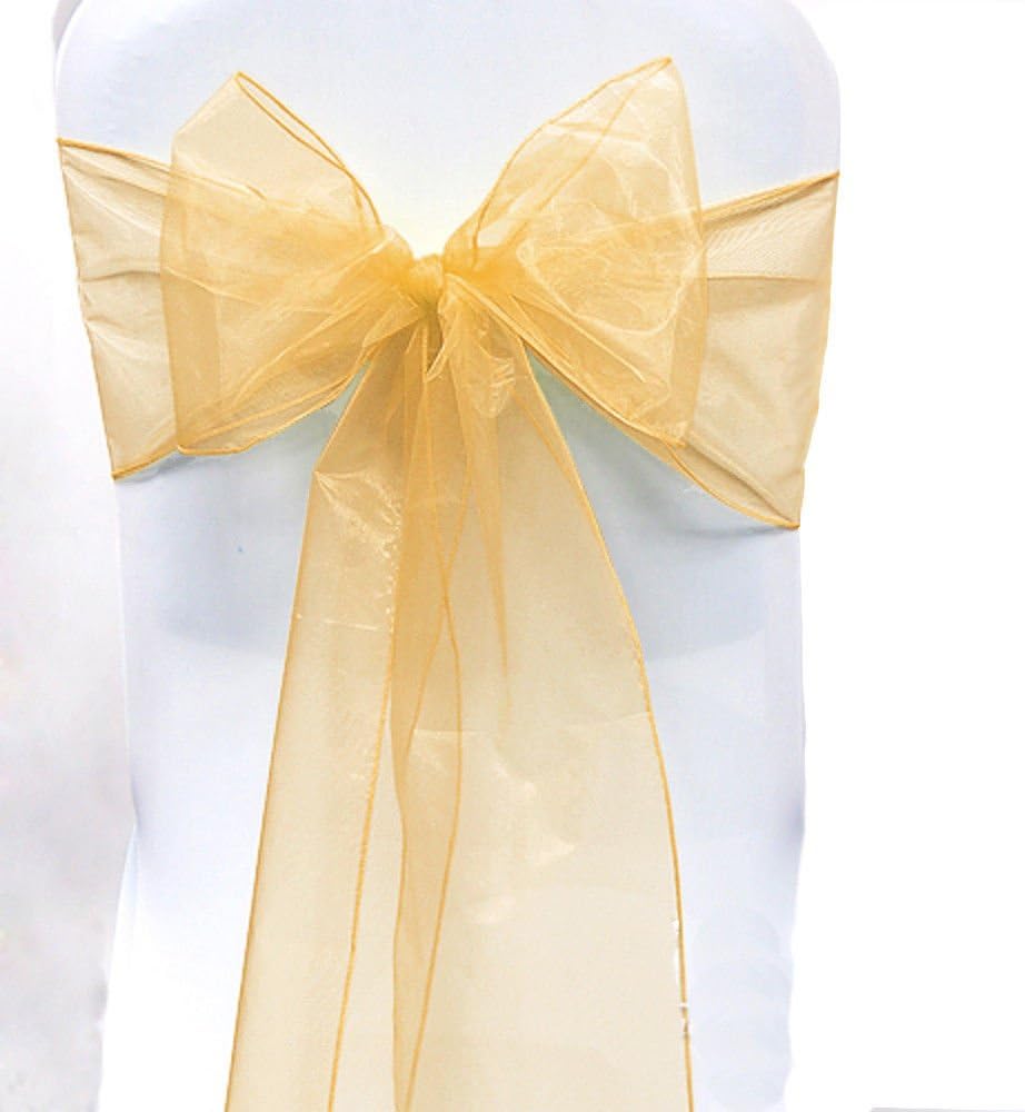 Organza Chair Bow Sash Décor Bows Sashes for Wedding Reception Events Banquets Decoration - (Pack