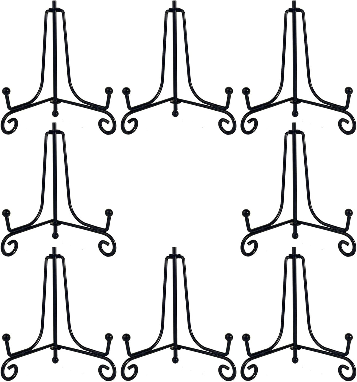 8PCS Premium Black Iron Plate Stands for Display 4 Inch, Decorative Solid Metal Plate Holders for