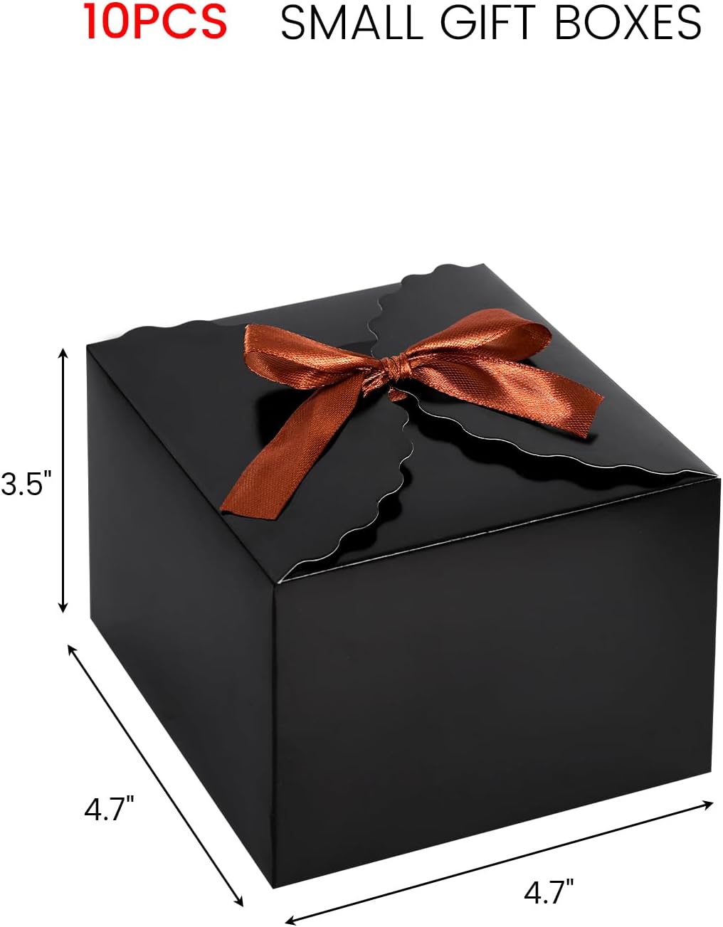 VGOODALL 10PCS Gift Candy Boxes, Black Treat Box with Ribbon Paper Candy Boxes for Wedding Cookie