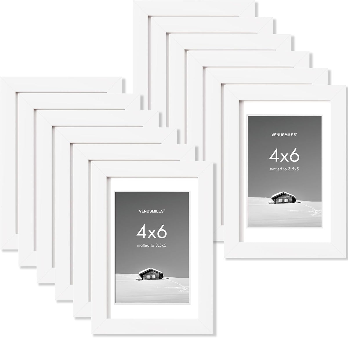 4x6 inch Picture Frame, 4x6 Photo Frames with 3.5x5 Removable Mat - High Definition Plexiglass