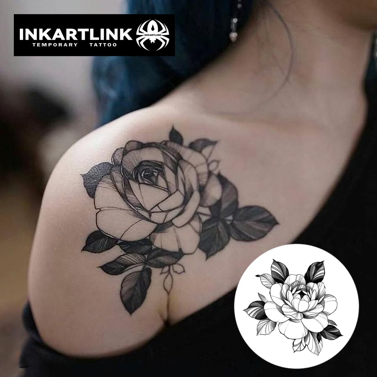 INKARTLINK Tattoo Tech, 2 Sheets Extra Large Semi Permanent Tattoo, Adult Art Design Temporary