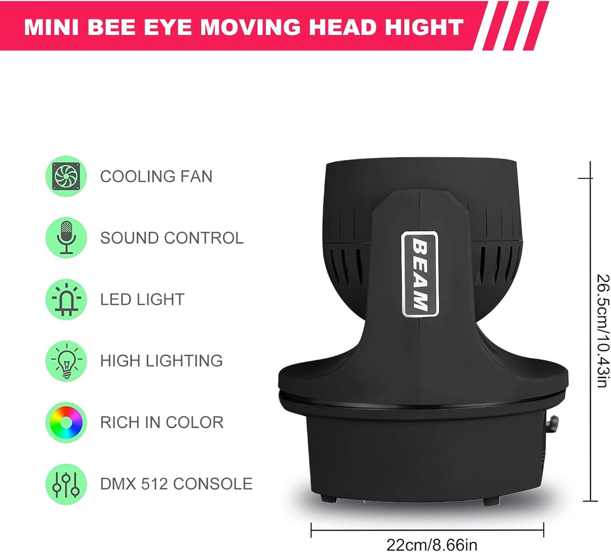 6x15W Mini Bee Eye Moving Head DJ Light, 90W LED RGBW Stage Light Rotate Beam Spot Effect, DMX