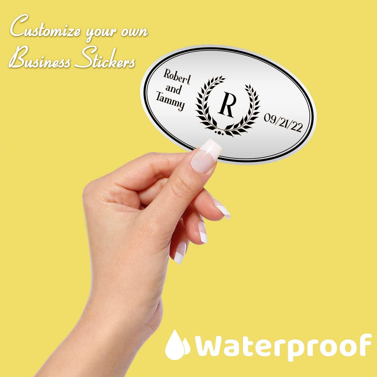 Custom Logo Stickers for Business, Personalised Logo Labels - Any Shape, Waterproof, Glossy (Silver