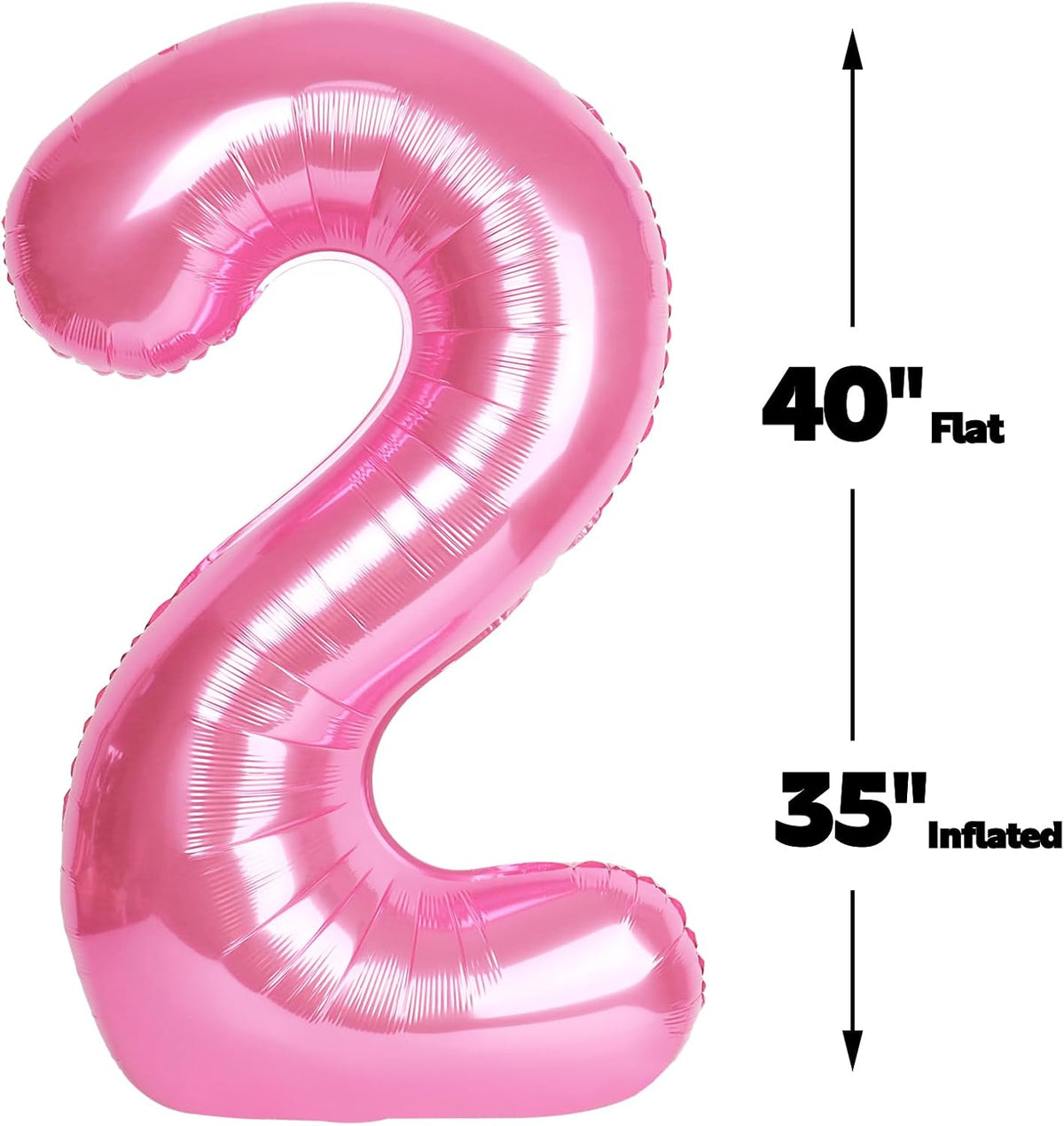 40 Inch Big Pink Number 2 Balloon Birthday Decoration, Number 2 Helium Balloon 12 20 22 23 24 26 28