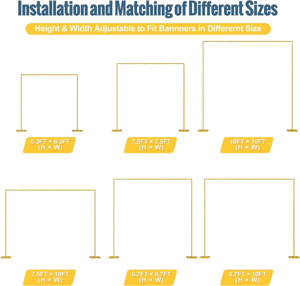 Wokceer 10x10 FT Backdrop Stand Heavy Duty Pipe and Drape Kit, Adjustable Gold Backdrop Stand for