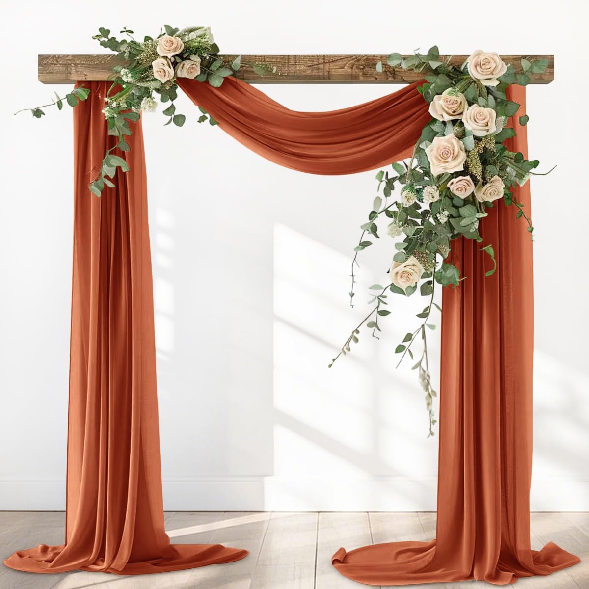 Terracotta Fall Thanksgiving Elegant Arch Draping Fabric Outdoor 1 Panel 29" × 20Ft Sheer Chiffon