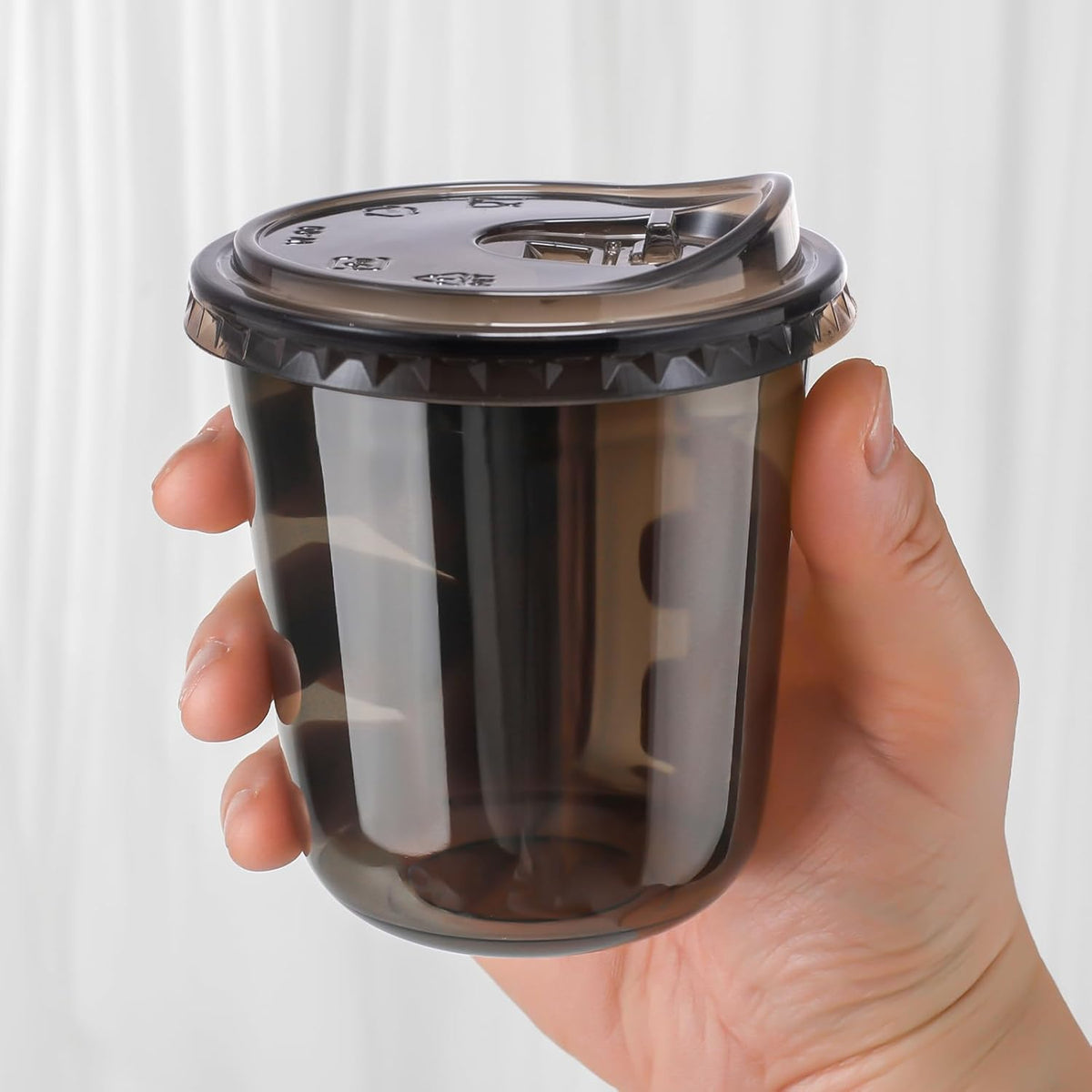 12oz Disposable Stemless Glasses With Strawless Sip Lids,PET Disposable Drinking Cups,Clear Plastic