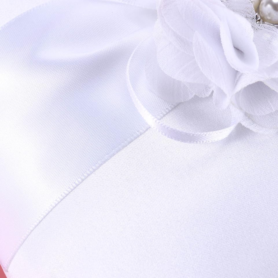 PRETYZOOM Bride Vintage Rings Bridal Bearer Pillow Retro Decor Wedding Faux Pearl Ribbons Pillows