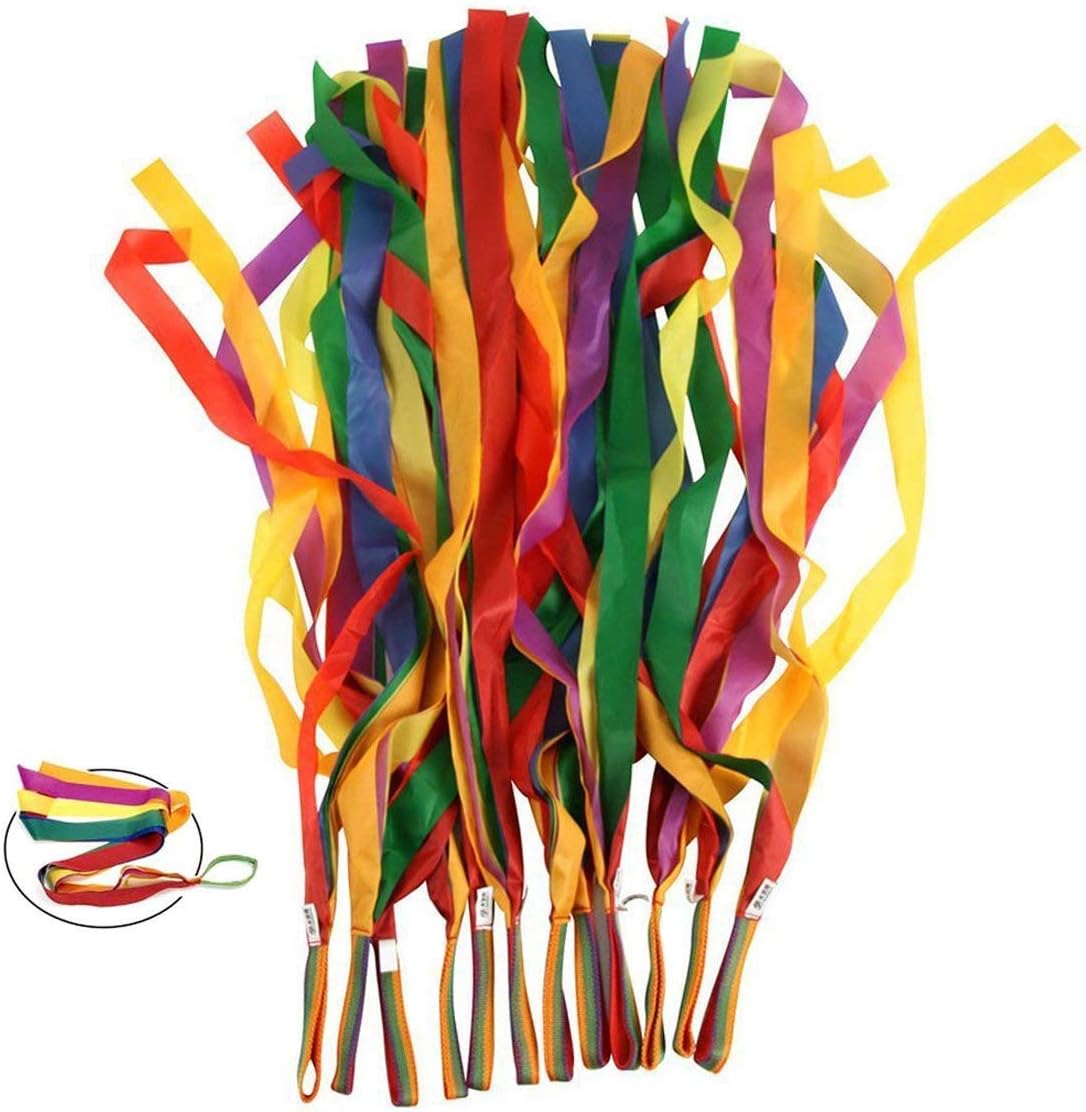 Rainbow Dance Ribbons, 12PCS Rhythm Ribbon Streamers for Kids Children Adults - Bright &