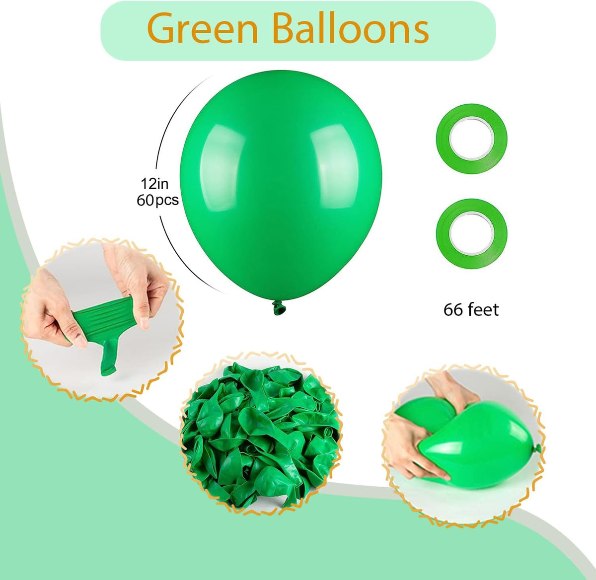 100pcs Green Balloons, Helium Quality 12 inch Green Latex Party Balloon for Birthday, Christmas