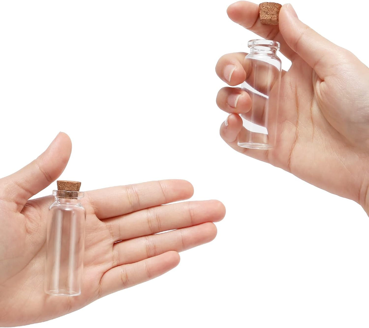 50 Pcs 20ml Mini Glass Bottles with Cork Stoppers, 29x64mm DIY Decoration Tiny Glass Jars, Mini
