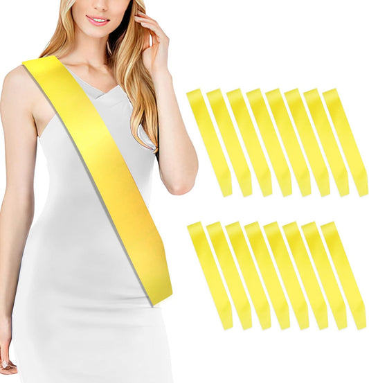 16 Pcs Sash Blank Satin Sash Yellow Gold Sash Party, Bride To Be Sash, Plain Sash, Diy Sash Sashes