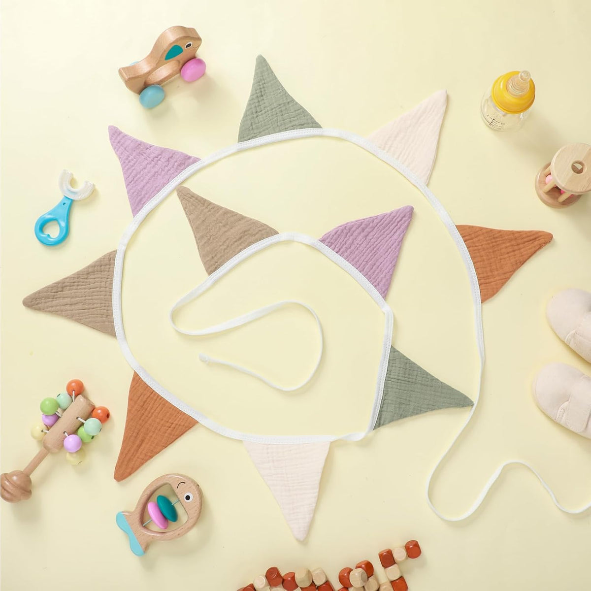 Oudain 15.5 ft Pennant Banner Flags, 2 Pcs Nursery Garland Triangle Bunting Flag Baby Banner for