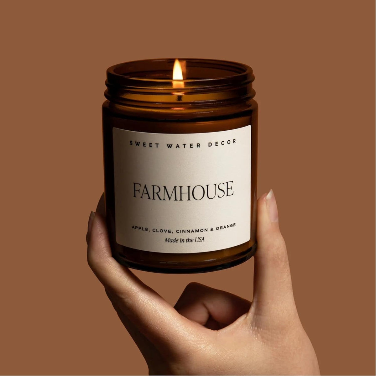 Sweet Water Decor Farmhouse Soy Candle - Apple, Orange, Pumpkin and Clove Scented Fall Candles for