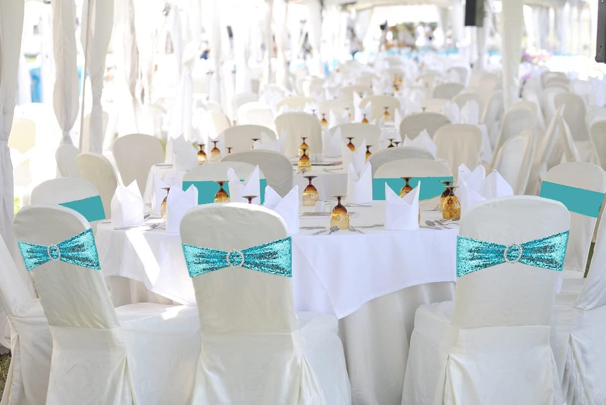 Chair Sashes Sequin Stretch Chair Bands Spandex Polyester Bows for Party Hotel Wedding Banquets