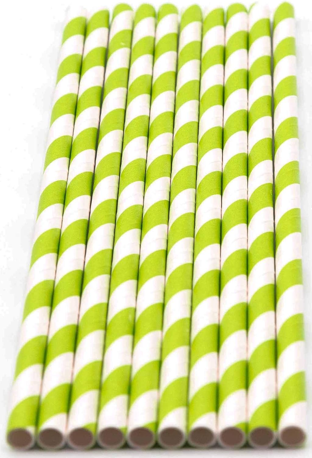 Pack of 150 Green Swirls Biodegradable 4-Ply Paper Drinking Straws (Compostable, Non-toxic