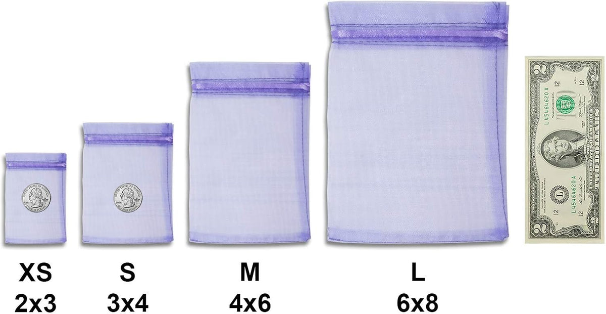 TheDisplayGuys 48-Pack 3x4 Lavender Sheer Organza Gift Bags with Drawstring, Goodie Bags for