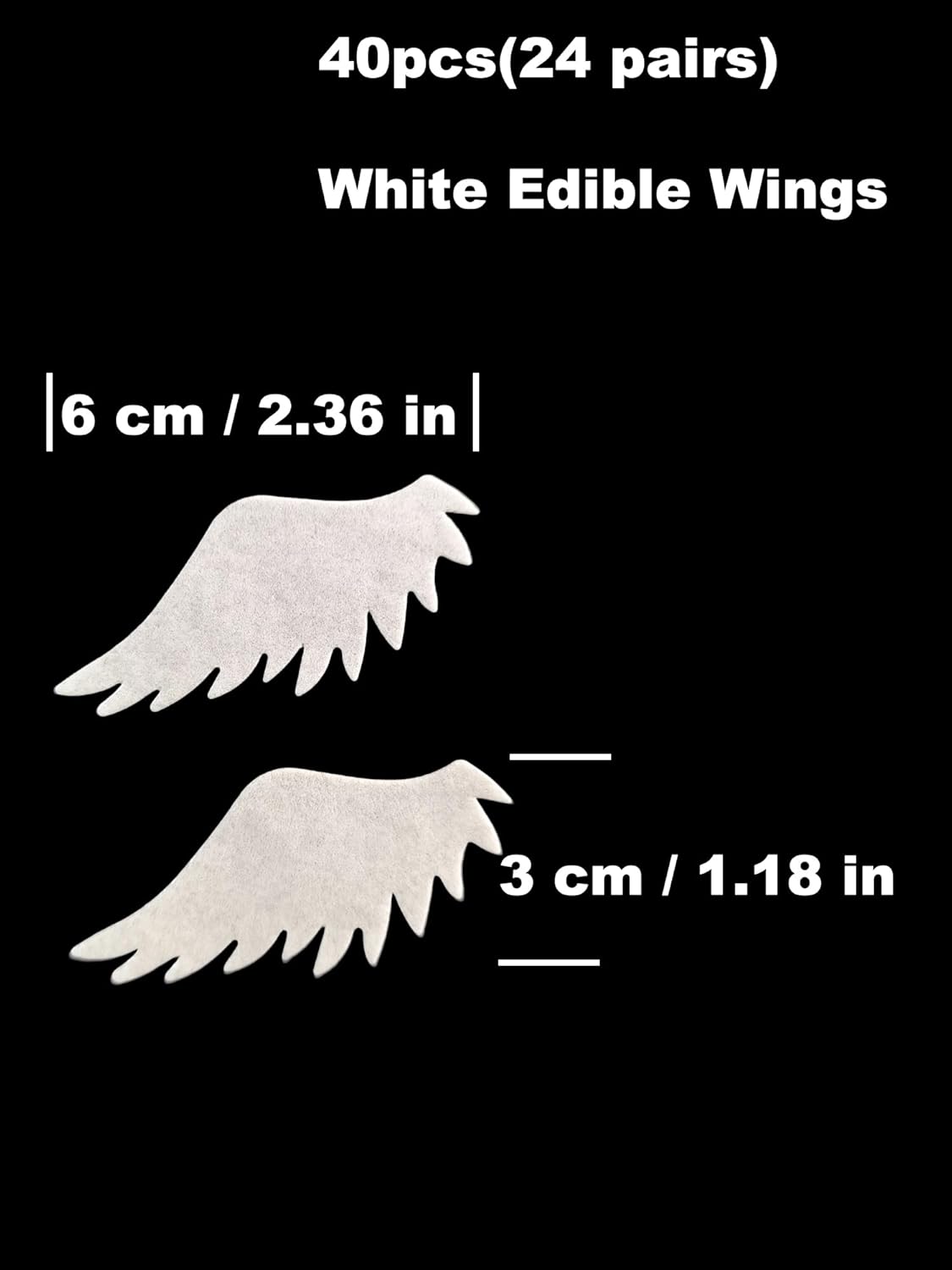 48pcs Edible White Wings for Cake Decorating Cupcake Toppers Wedding Themed Party Birthday Cake