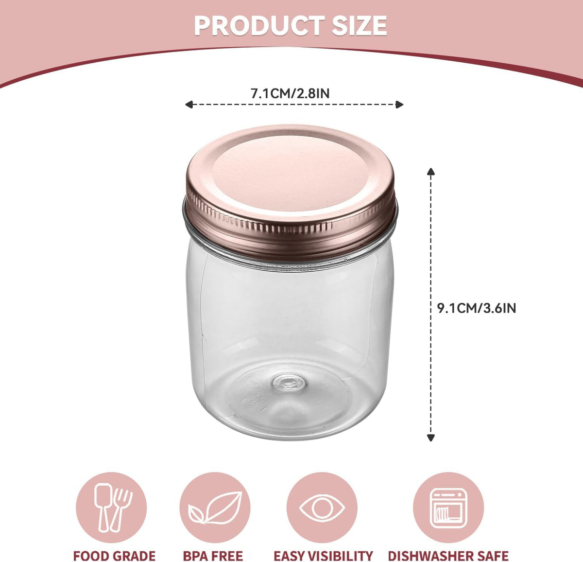 novelinks 8 oz Clear Plastic Jars with Screw-On Lids - BPA-Free Refillable Storage Containers for
