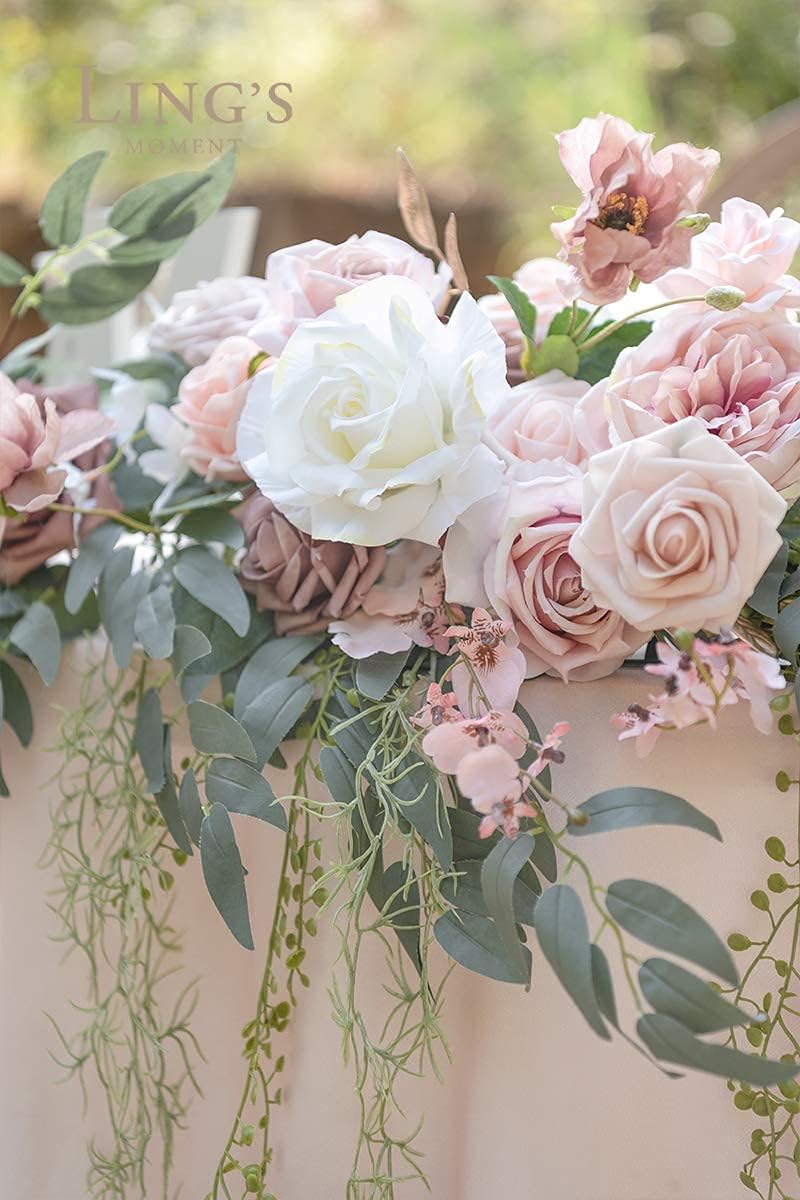 Ling's Moment 9FT Spring Flower Garland for Backdrop Decorations - Wedding Arch Flowers, Eucalyptus