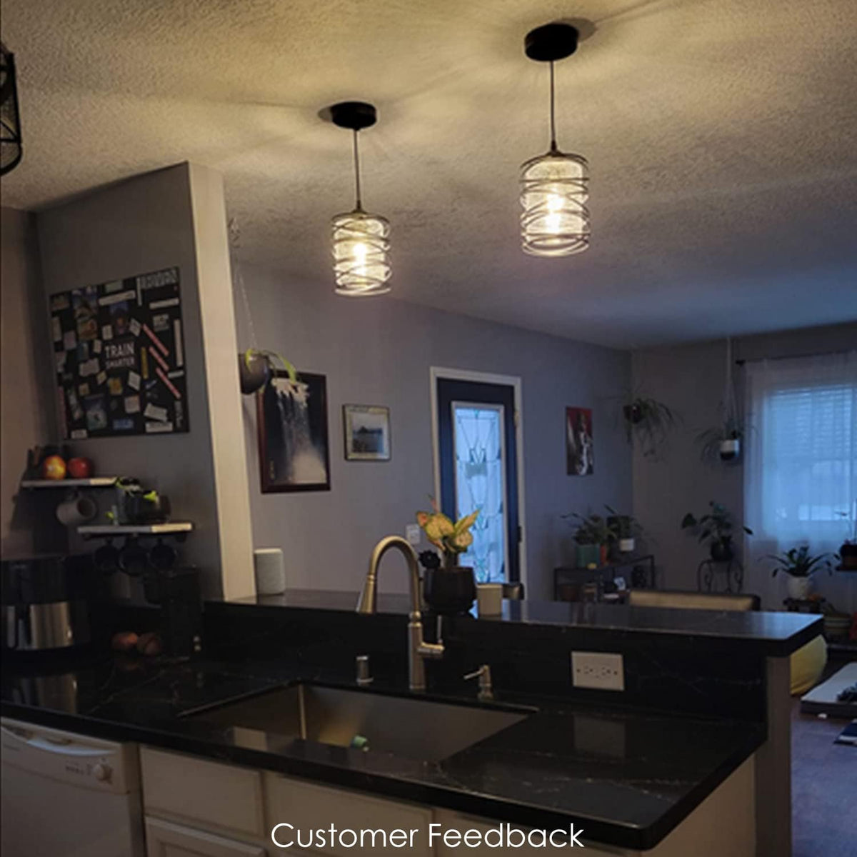 Modern Mini Pendant Light Fixture Kitchen Island Pendant Lighting 6.30''Matte Black Spiral Cage